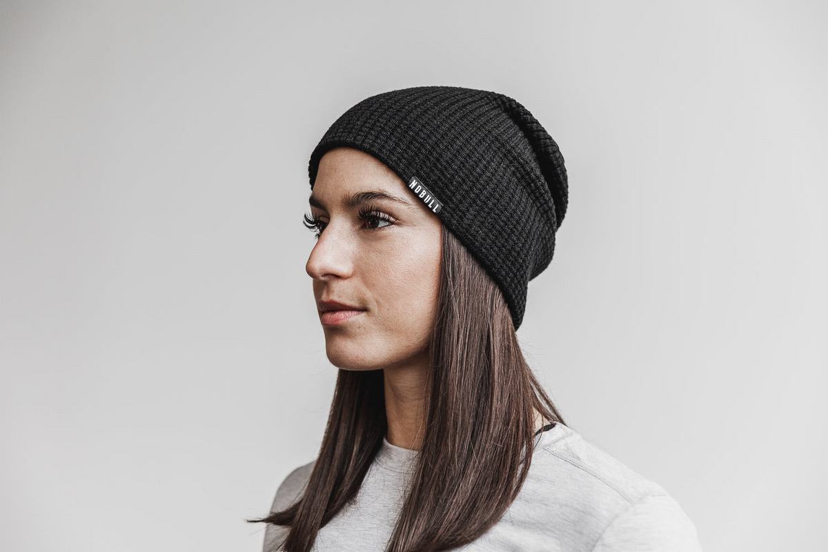 Nobull Waffle Women\'s Beanie Black | Australia (WT2940)